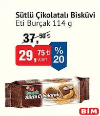ETİ BURÇAK SÜTLÜ ÇİKOLATALI BİSKÜVİ 114 G fiyat ve kampanya bilgisi